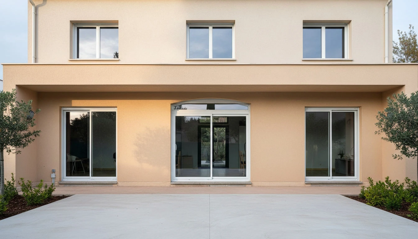 Homme faisant du cadre d'aluminium avec lunettes et filetage et installation de portes et de fenêtres sur le chantier